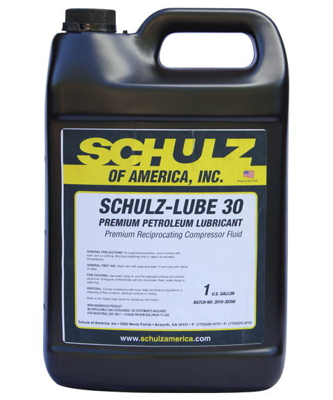 SCHULZ PREMIUM PETROLEUM LUBRICANT AIR COMPRESSOR FLUID 30# 1 GALLON