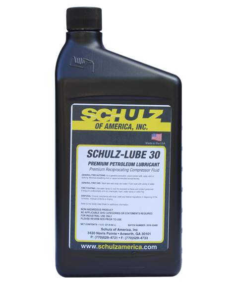 SCHULZ PREMIUM PETROLEUM LUBRICANT AIR COMPRESSOR FLUID 30# 1 QUART