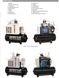 SCHULZ ROTARY SCREW SRP-3025 COMPACT - 25HP - 80 GAL - THREE PHASE 230/460v AIR COMPRESSOR 970.2840-0